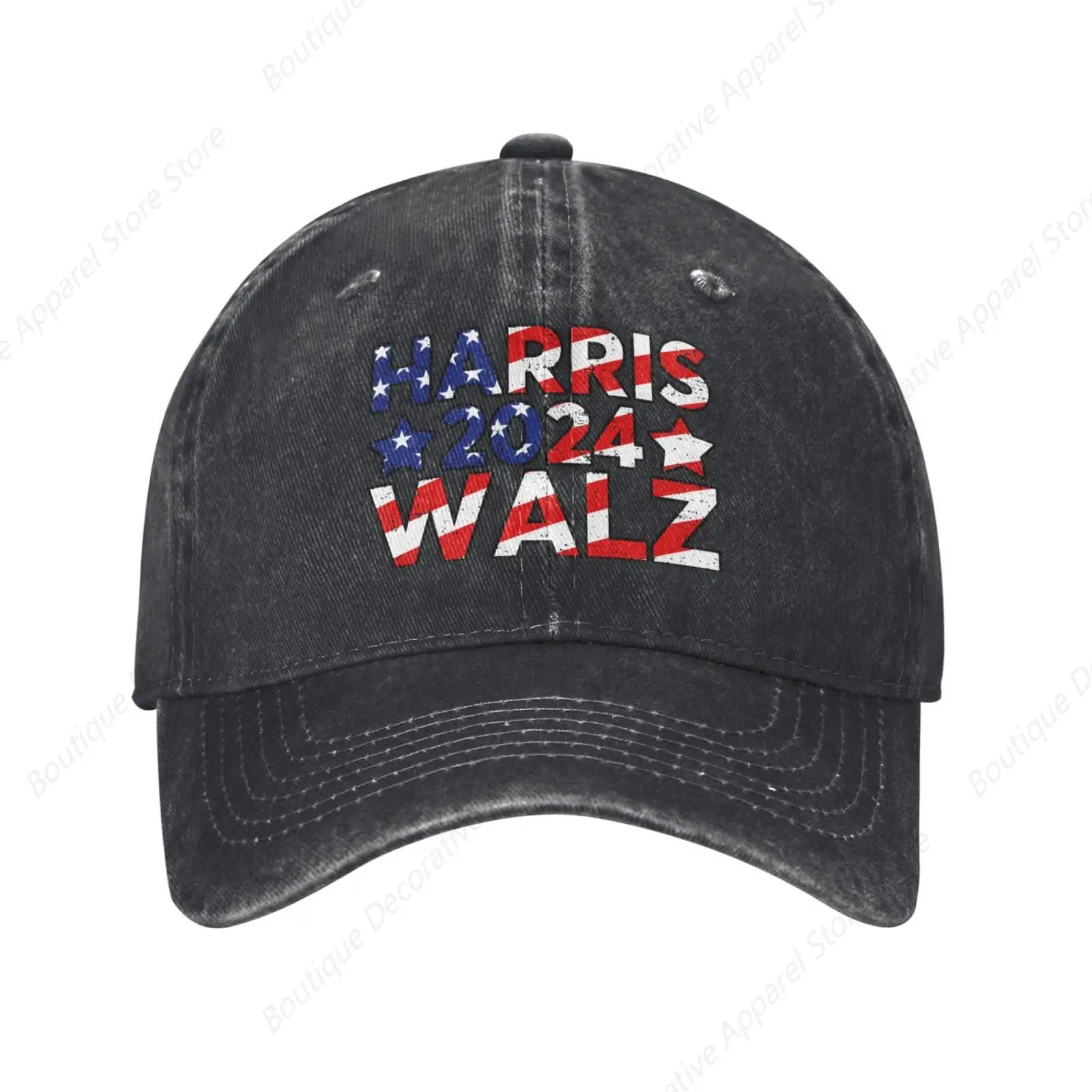 Kamala Harris Tim Walz Waltz 2024 President Election Retro Vintage American Flag Hat for Men Womens Dad Baseball Caps 4 Red