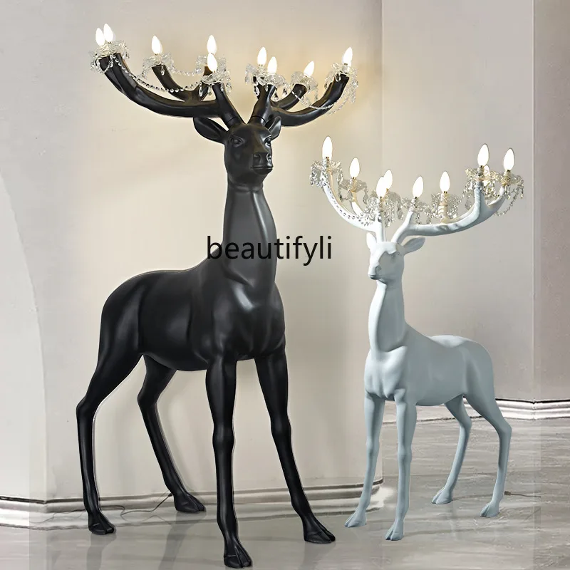 Sika deer floor lamp sculpture modeling large hotel lobby decorative ornaments lamps