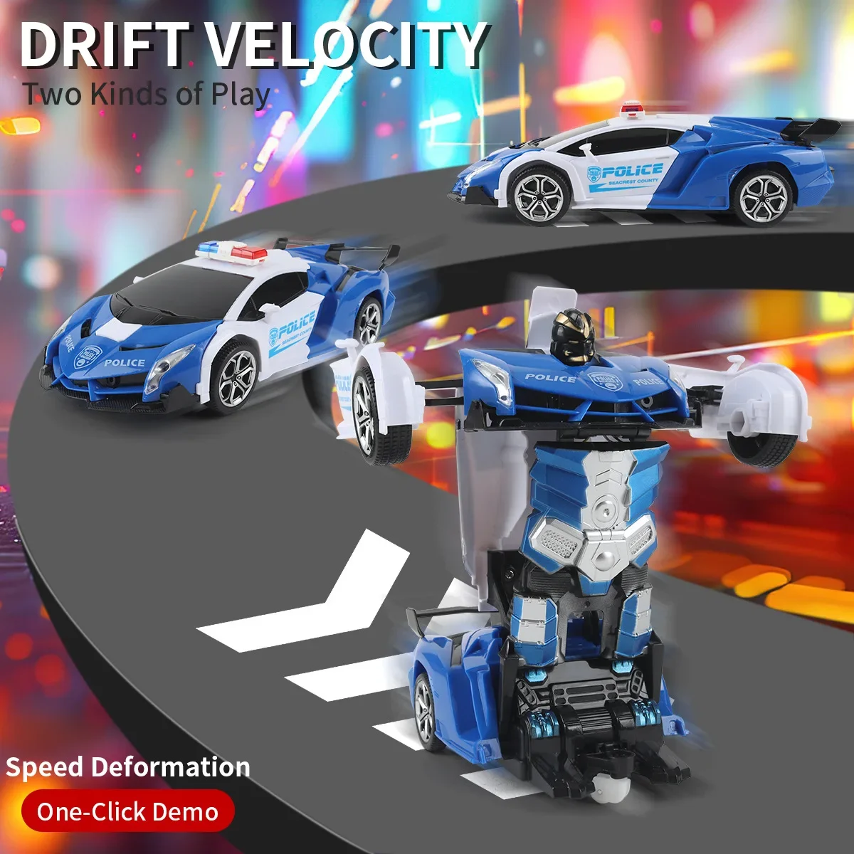 2-in-1 RC Transformierendes Roboterauto Spielzeug für Kinder Jungen, Mini-Fernbedienungs-Verformungs-Rennwagen mit Lichtern und Sound, STEM-Geschenk