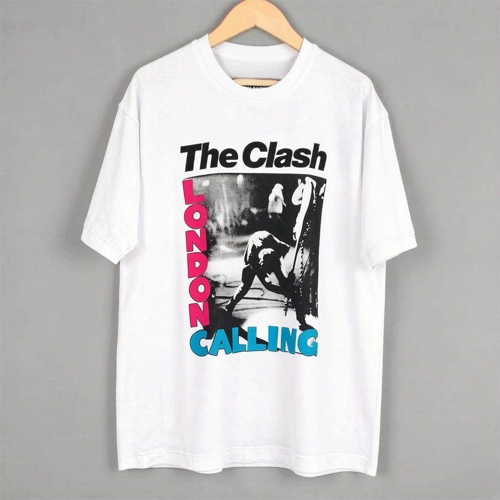The Clash T-Shirt London Calling Punk New Wave Sex Pistols Ramones The Damned Men's Clothing Short Sleeve Shirt