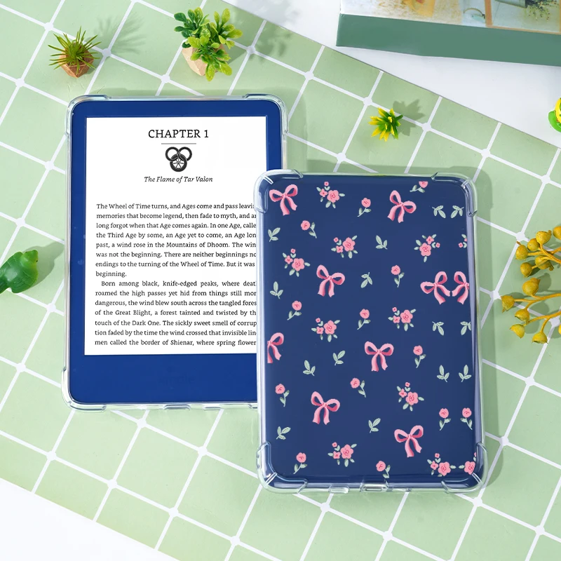 Cute kindle transparent soft case, 6/6.8 inches, suitable for kindle 10/11/12th, kindle PaperWhite 5, reader protective case