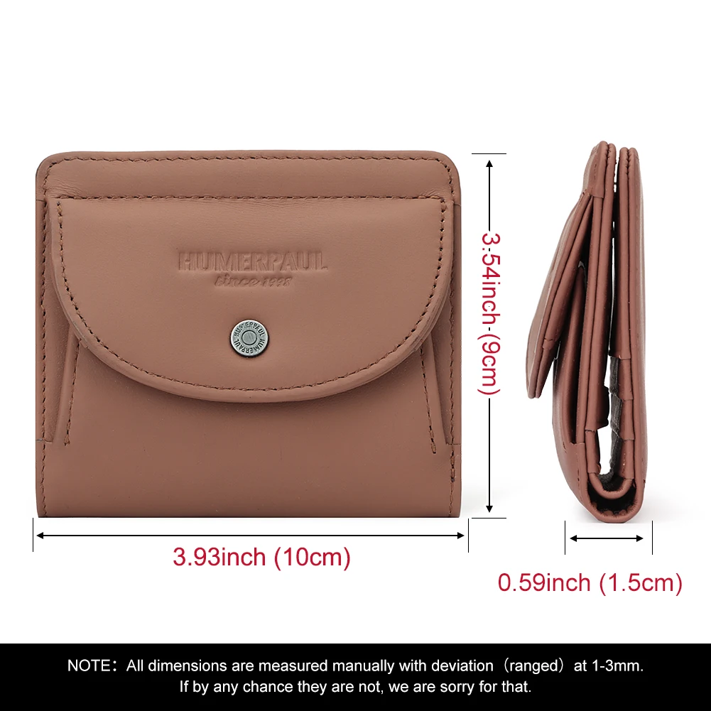 HUMERPAUL Genuine Leather Wallets for Women Fashion Small Coin Purse with RFID Card Slots Female Mini Money Clip