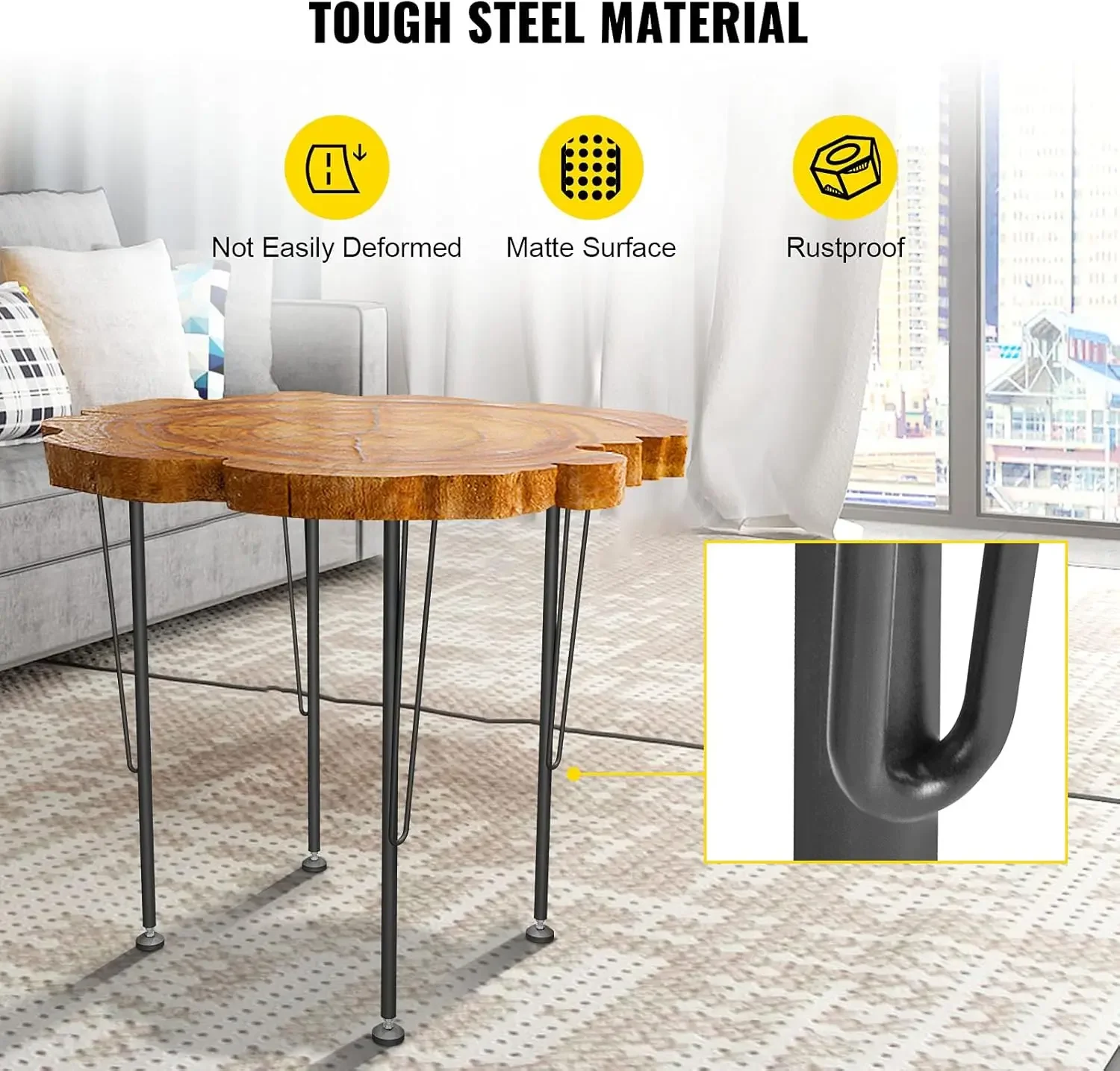 Hairpin Metal Table Legs 28 Inch Desk Set of 4 Heavy Duty Bench Legs 3-Rod Metal Furniture  Wrought Iron Coffee Table