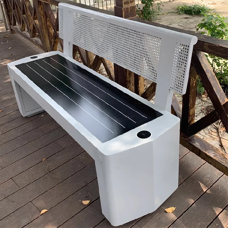 Outdoor Solar Smart Seat Stainless Steel Photovoltaic  Park Leisure Chair Mobile Phone Wireless Charging Chair
