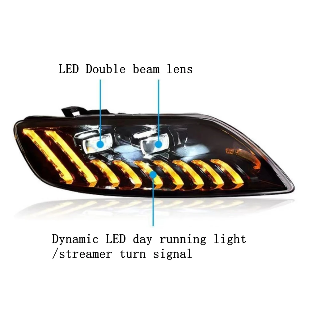 1Pair Car LED Head Lamps For Audi Q7 2006-2015 Headlights Assembly Upgrade New Style DRL Sequential Turn Signal