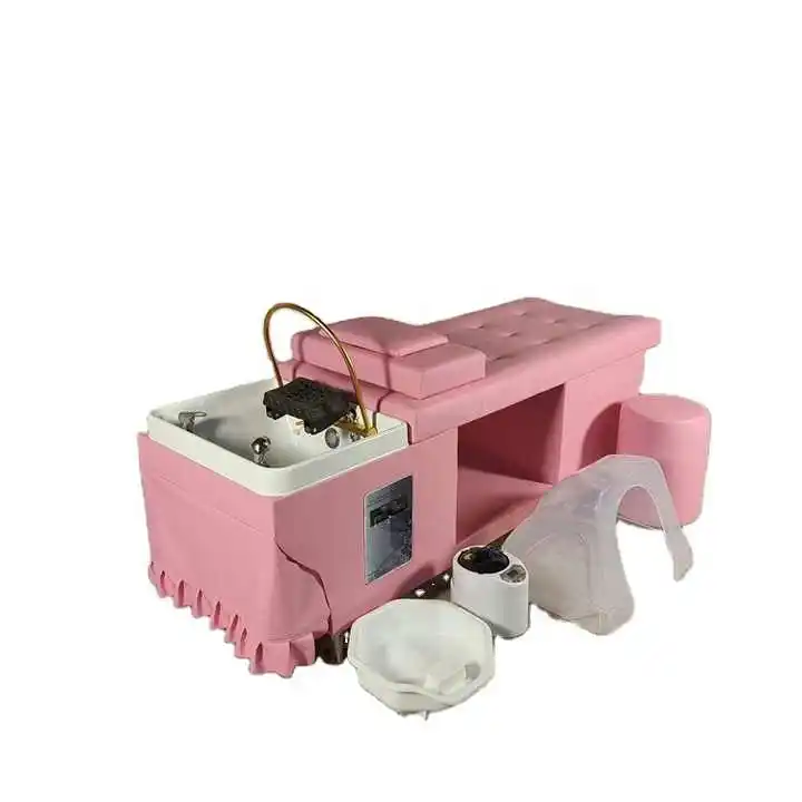 Modern Portable Salon Basin Shampoo Sink Blue Shampoo Bowl and Chair for Hair Spa Massage Bed Furniture for Saloon