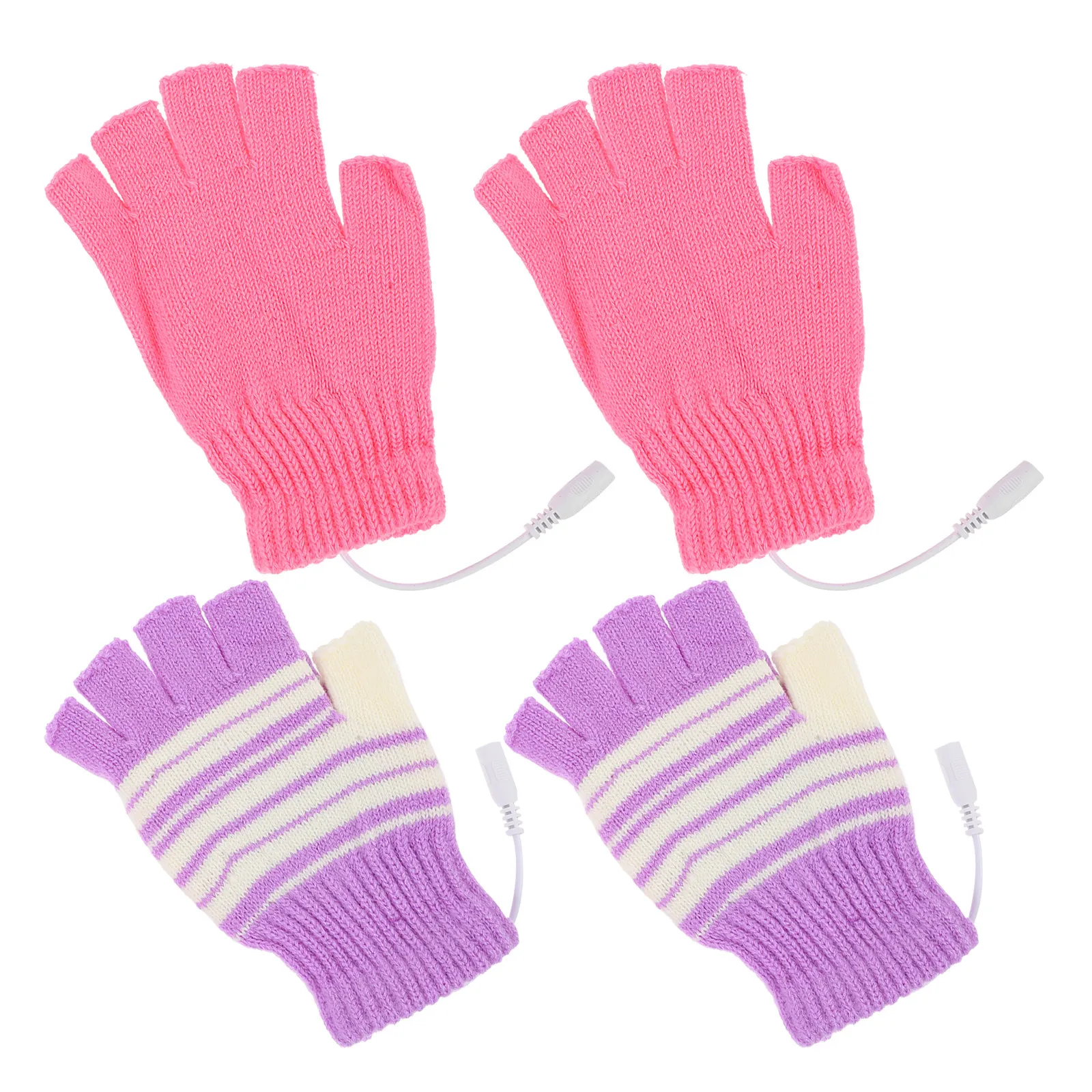 

2Pairs USB Heated Gloves Premium Fabric Winter Hands Warmer for Writing Watching TV Running Indoor Outdoor Use Heated Fingerless