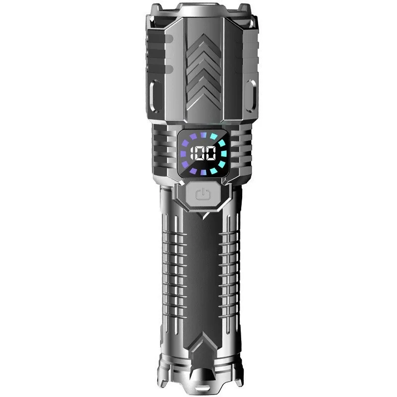 مصباح يدوي ليزر أبيض قابل لإعادة الشحن: زوومابلي، طويل المدى، وقت طويل للغاية، مؤشر طاقة رقمي، ضوء طوارئ