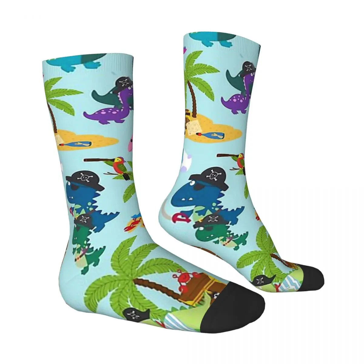 Pirates Pattern Blue Dinosaur Dinosaurs Unisex Bonnet Winter Cycling Happy Socks street style Crazy Socks