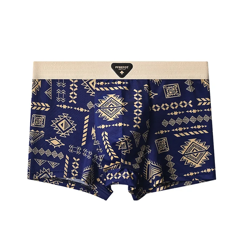 4PCS Fashionable, comfortable, breathable, sporty and elastic men's briefs with ethnic style