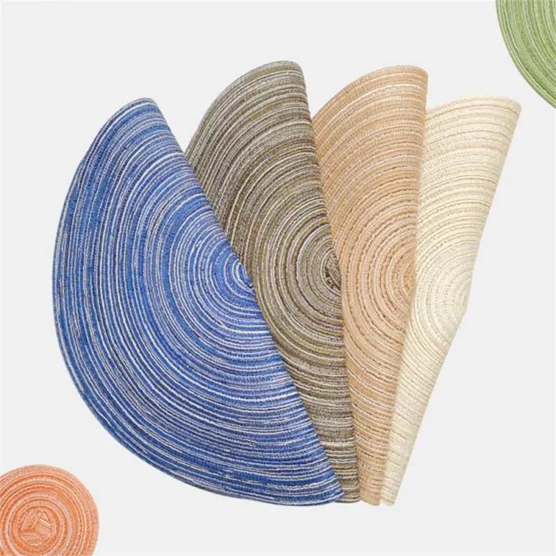 Round Placemat Table Woven Vinyl Individual Placemats for Table Non-Slip Kitchen Tableware Drink Cup Coaster Hoilday Decoration