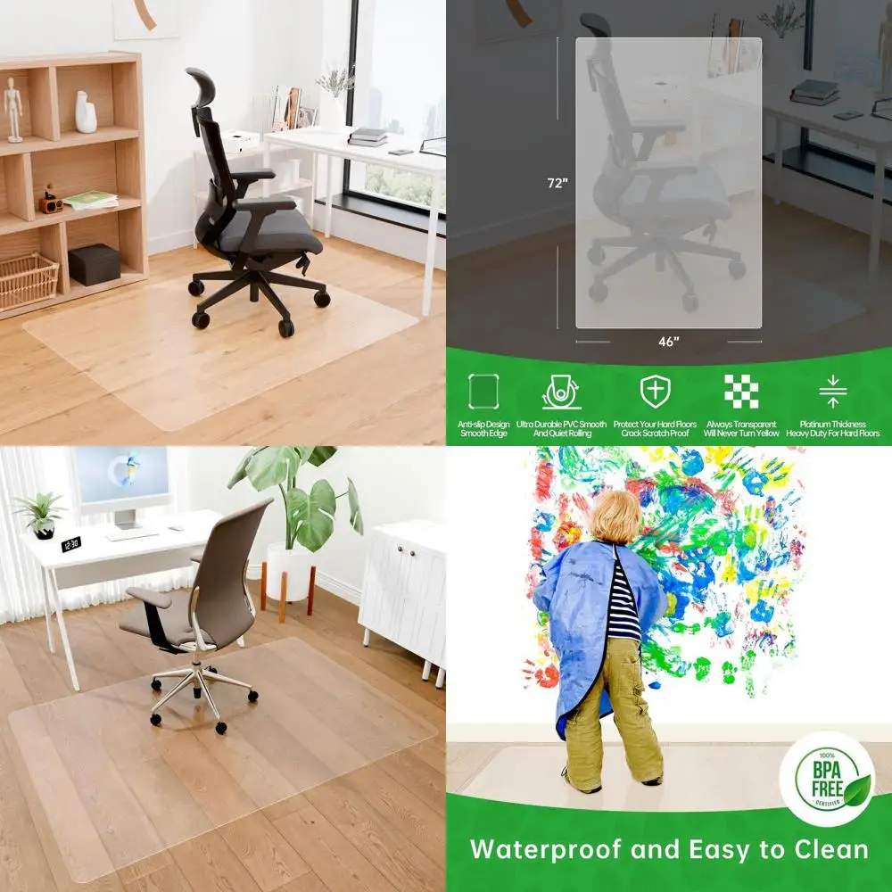 

Прозрачный коврик для стула из твердой древесины, 46x72 дюйма, плавное катание для офисных стульев