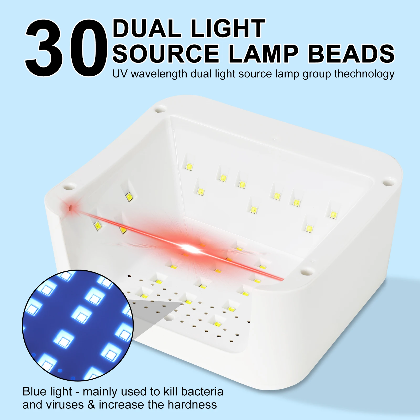 Oplaadbare nagellamp 30 LED UV-droger Professionele gelnagellamp met 4 timer en automatische sensor Snelle uithardende nagellamp