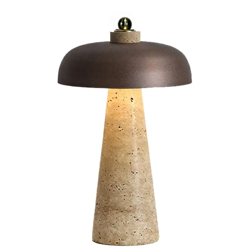 مصباح مكتبي على شكل فطر الرياح من العصور الوسطى من وابي سابي، غرفة نوم من الحجر الجيري الأصفر بجانب السرير وغرفة المعيشة والدراسة المنزلية #2