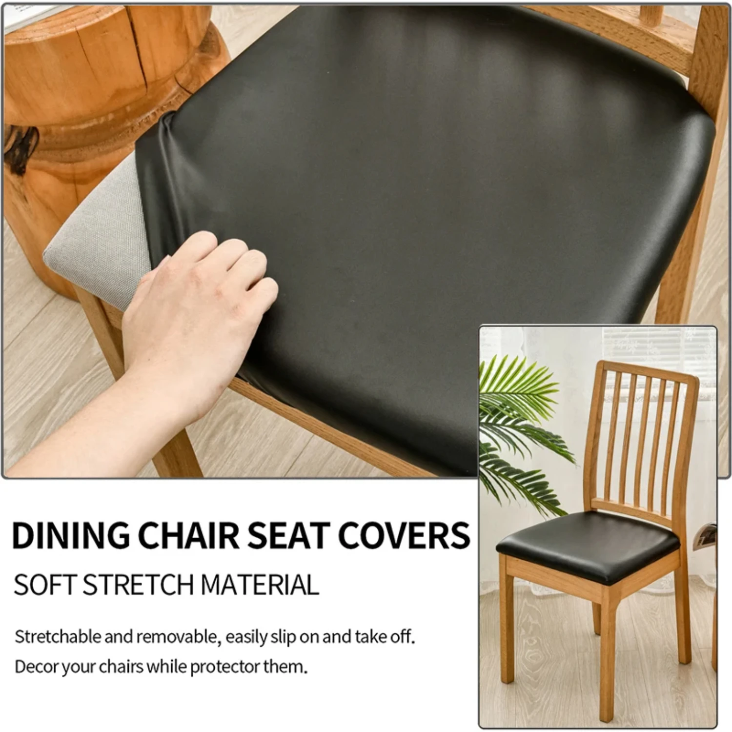 Funda de cojín cuadrada de cuero PU impermeable para silla de comedor, mejora el estilo de tu hogar, acogedora y elegante Prot Ultimate