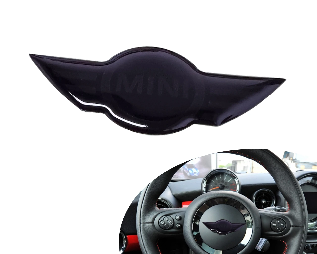 For Mini 2009-2023 Epoxy Resin Decoration Steering Wheel Transparent 3d Sticker Glossy Black