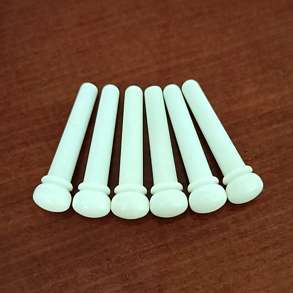 6pcs Real Bone Acoustic Guitar Bridge Pins Pure Bone  Bridge Pin with Brass Circle for Folk Guitar Replacement Accessories