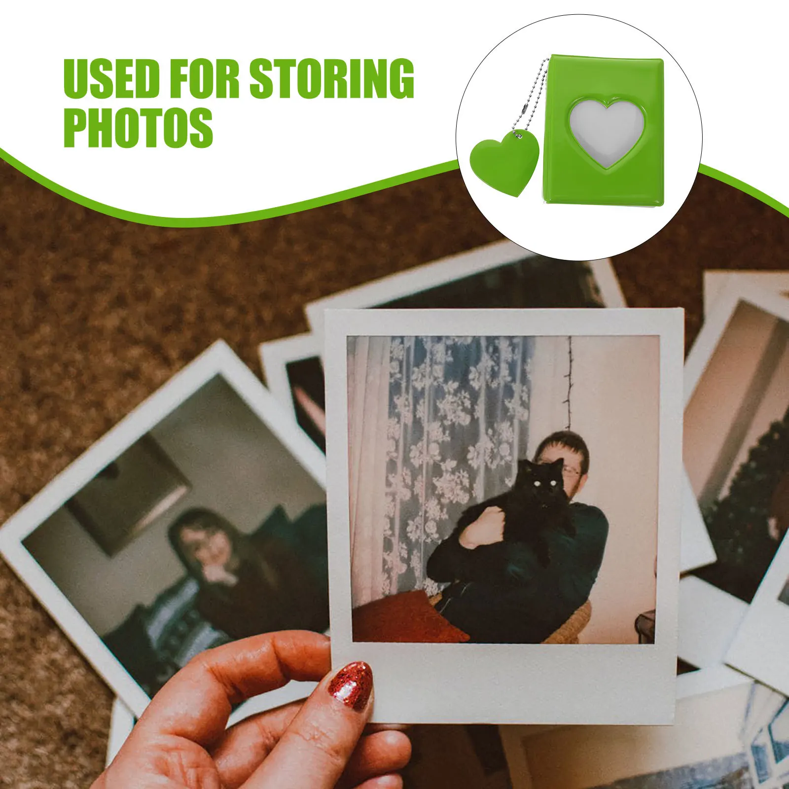 

Delicate Mini Photo Album PVC Material Heart Shaped Hollow Design Easy Photos Safely Stably Collection