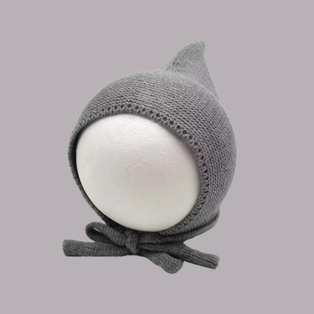 

Модная однотонная зимняя вязаная шапка, дышащая, уютная шерстяная шапка со шнуровкой, толстая теплая мягкая шапка-бини для младенцев, осень-зима