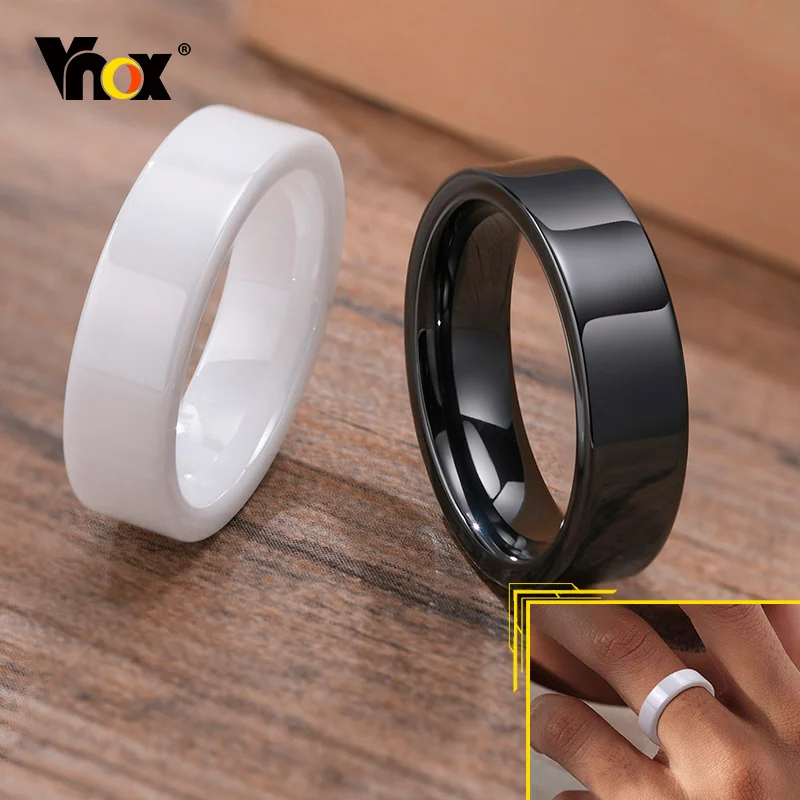 

Vnox Basic Wedding Bands Ceramic Rings for Men Women,6MM Simple Style Ceramic Rings With Smooth Surface Anniversary Accessory