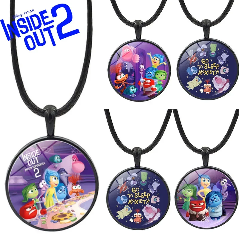 Disney Cartoon Inside Out 2 Necklace Anger Disgust Sadness Jewelry Pendant Girl Necklace Toy Lover Jewelry Friend Birthday Gifts