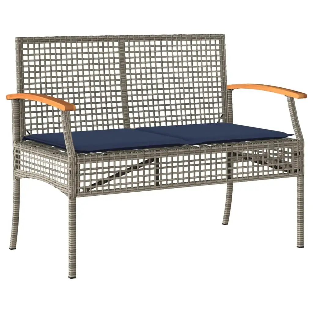 Set da giardino da 4 pezzi in polyrattan grigio con cuscini - Mobili da esterno per comfort e stile