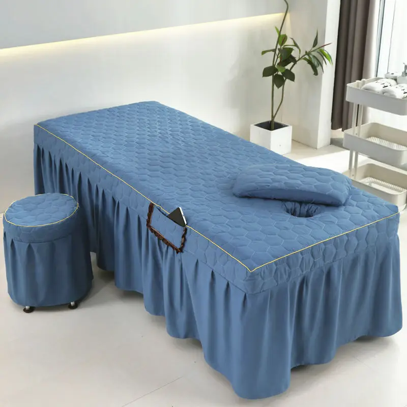 Funda Completa para Camilla de Masaje de Salón con Orificio, Cubrecama para Camilla de SPA y Belleza, Cubierta Acolchada para Mesa de Masaje, Falda para Camilla de Salón