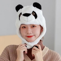 Warm Hat Winter Cute Women Cartoon Scarf Hat 3D Earlobe Warmth Cartoon and 3D Animal Adult Parent-child Women Hat Panda