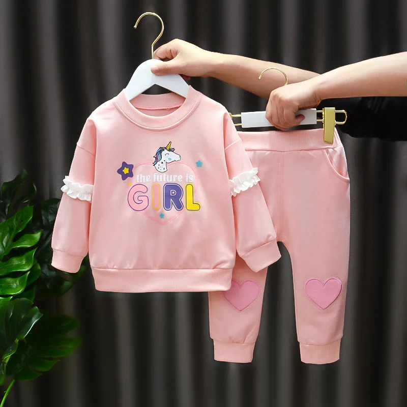 

Baby Girls Clothes Sets Spring Autumn Children Cartoon Unicorn Long Sleeve Sweatshirt + Pants 2Pcs Suit Fashion Kids Tracksuits