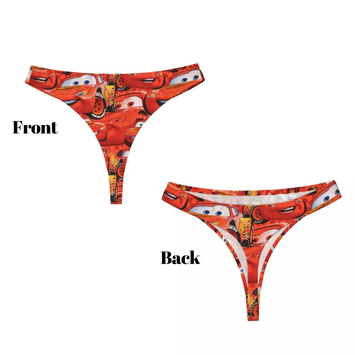 Custom Lightning McQueen Car Collage G-string Panties Women\'s Stretch Thong Underwear