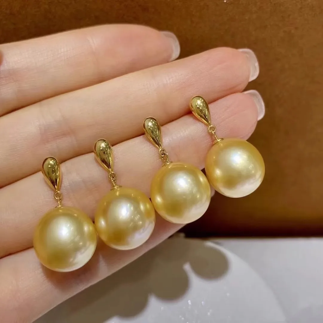 

High end pearl earrings AAAA 11-12mm natural South Sea round pearl sunflower seed earrings 925s