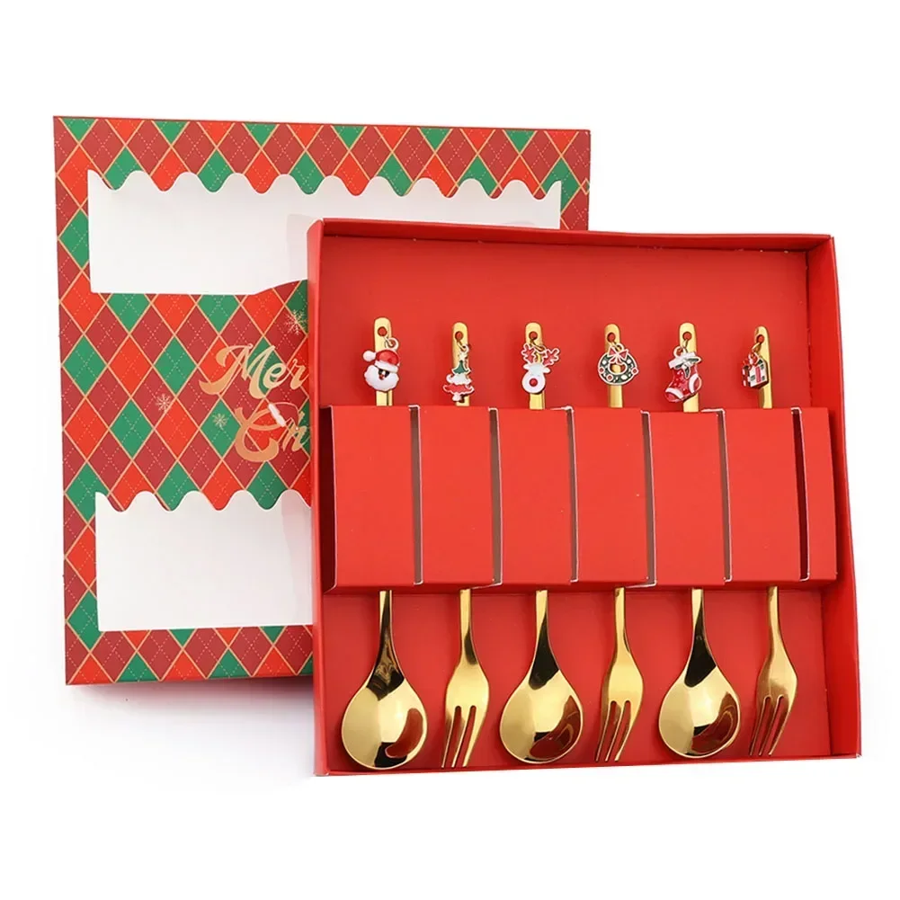 Christmas Coffee Spoons Christmas Stainless Steel Small Spoon Teaspoons Dessert Spoon Christmas Ornament Tableware