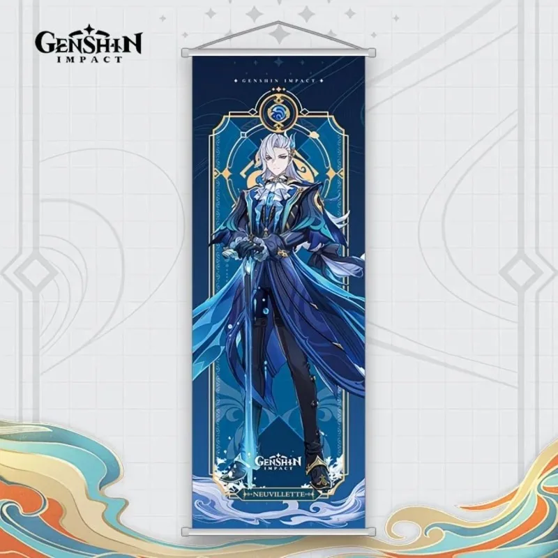 Genshin Impact Furina Neuvillette Anime Poster Wall Art Vertical Scroll Room Decor for Bedroom Gaming Room anime room decor