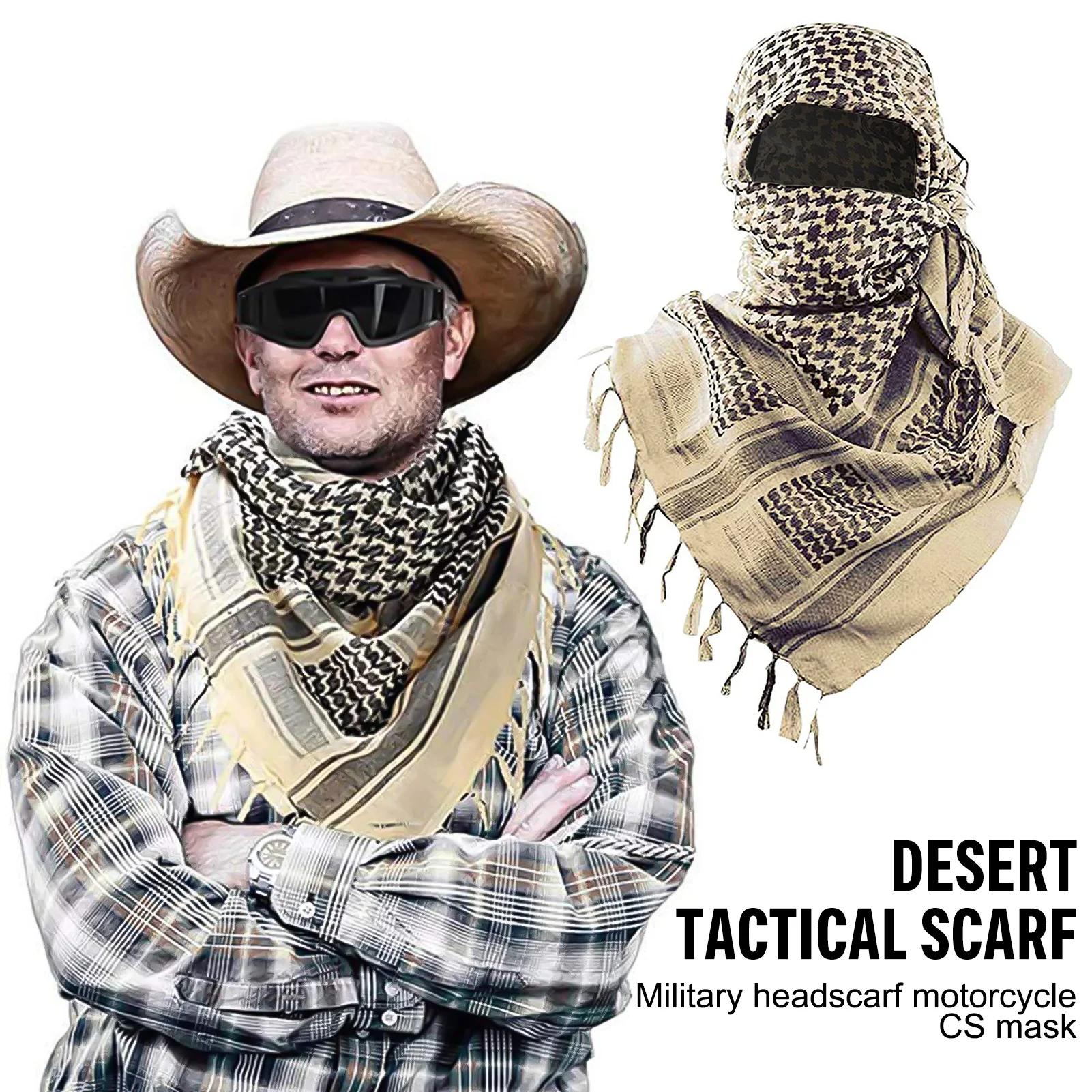 

Outdoor Hiking Scarves For Men And Women Autumn Cycling Riding Windproof Sandproof Headscarf Trendy Pure Cotton Tactical Scarf
