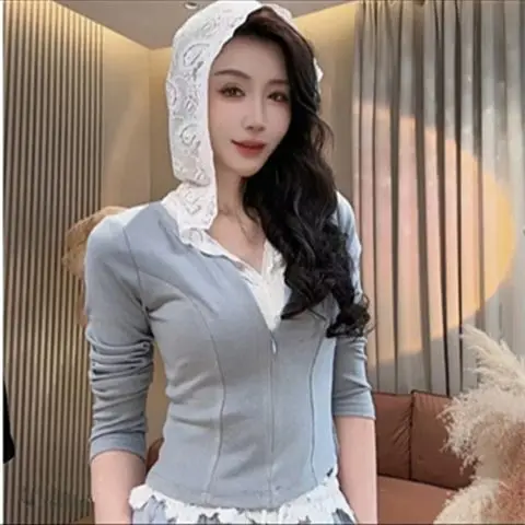 Elegant Women Shirt With Lace Trim For Office Wear In Sweet Style And Standard Thickness
