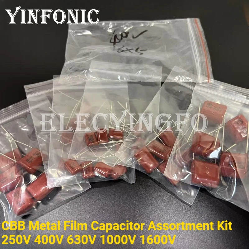 CBB金属皮膜コンデンサ詰め合わせキット 250V 400V 630V 1000V 1600V メタライズドポリプロピレンフィルムコンデンサキット