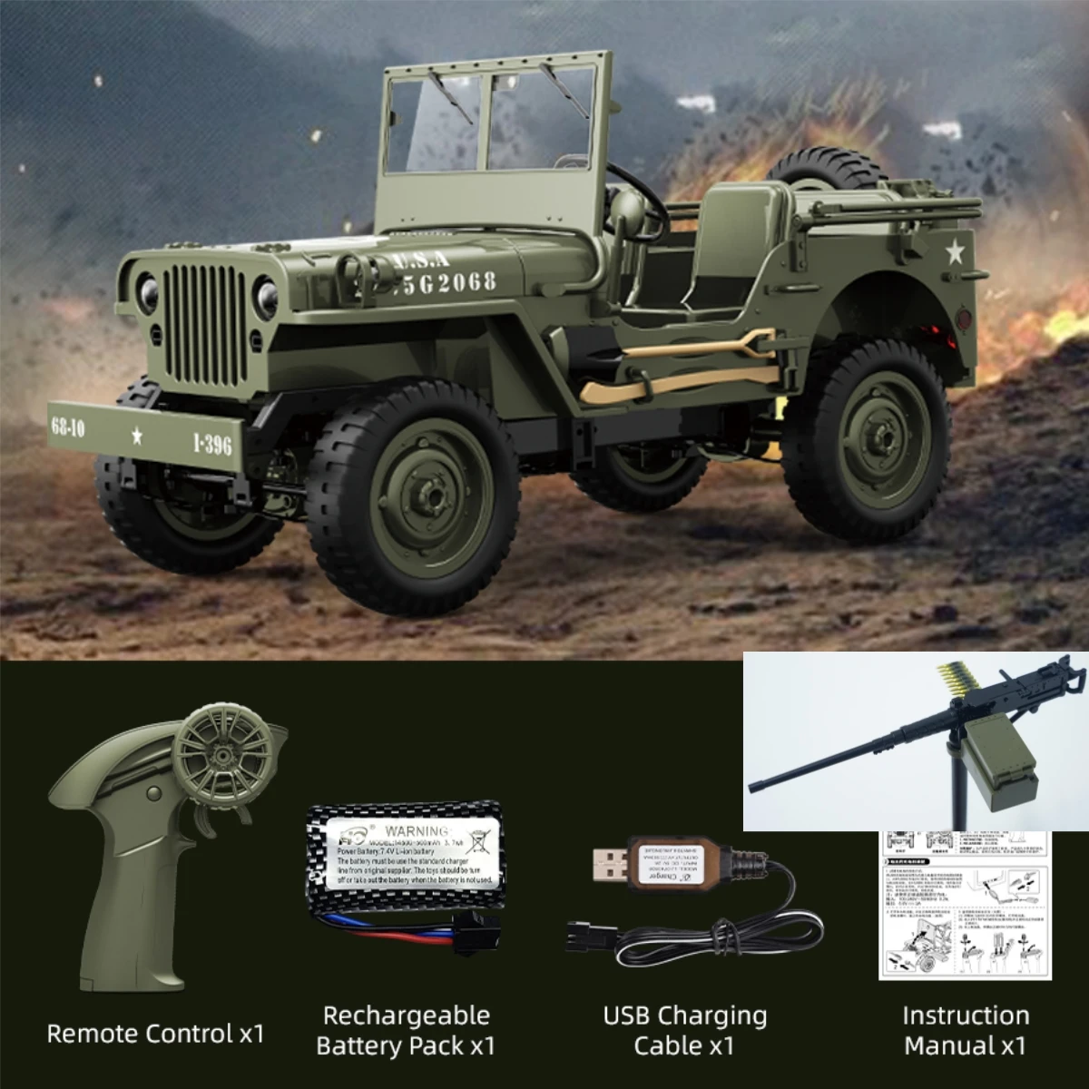 Upgrade JJRC C8815 RC Car 1:10 Military RC Truck Crawler 1940 Willys Jeep 2.4G 4WD Remote Control Car Vehicle Model Car Toy Gift image 3