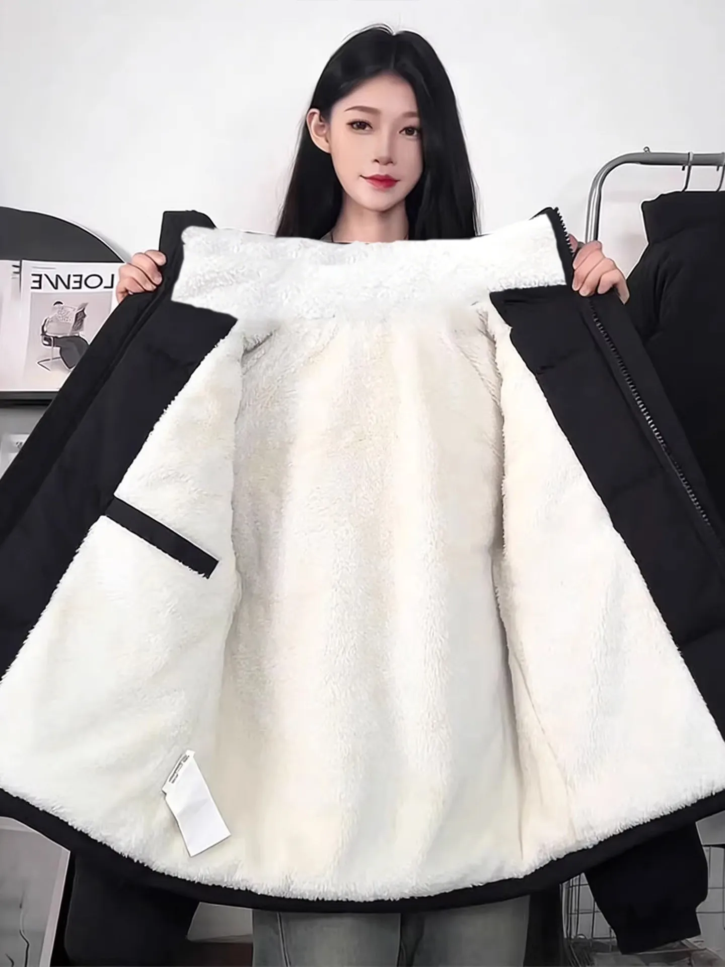 

Черная короткая куртка из хлопкового бархата унисекс, утепленная, в американском стиле, хлопковое пальто Jinjiang, теплая куртка-пуховик с воротником-стойкой