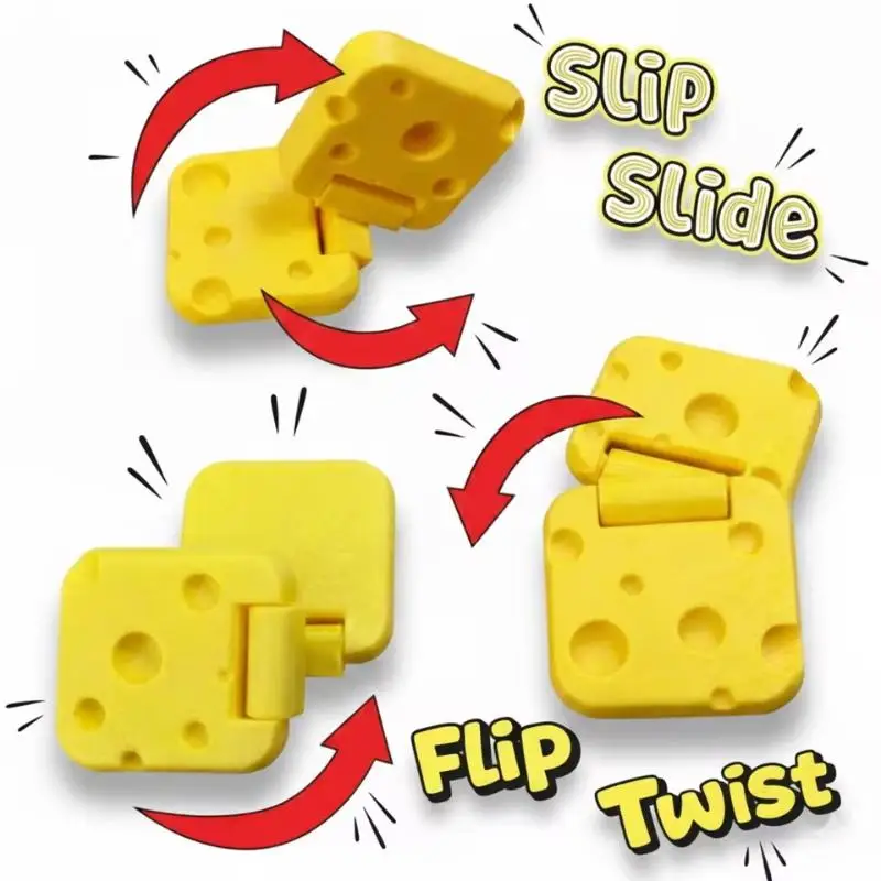 Pocket Sized Cheese Slider Fidget Toy Smooth Slide Flip Spin Adult Stress Relief