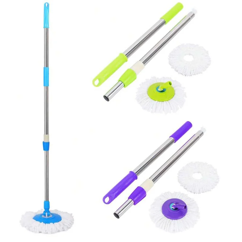 

Spin Mop Replacement Handle 360 Degree Spin Mop Pole Handle Replacement With 2 Microfiber Mop Heads