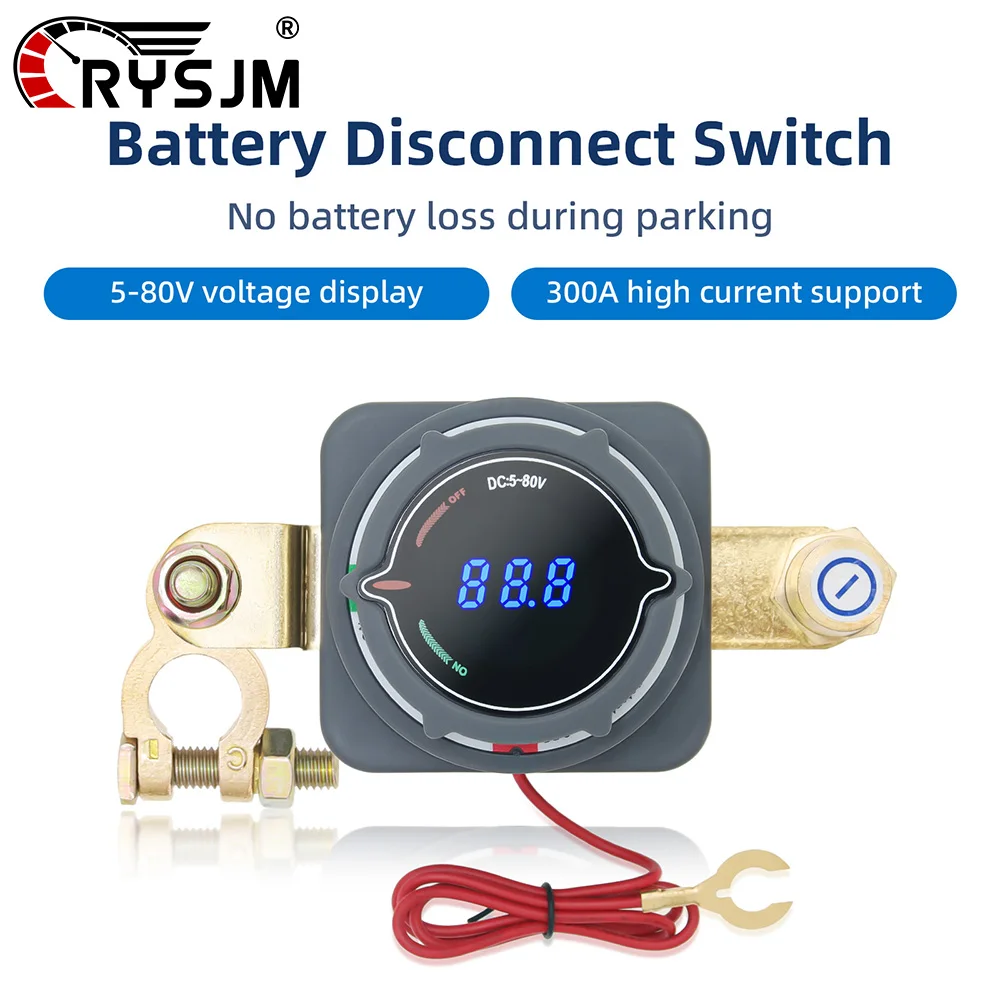 

Battery Disconnect Switch 5-80V Voltage Display with Voltmeter DC 5-80V Power Supply Switch for Marine Boat RV Car Truck Camper
