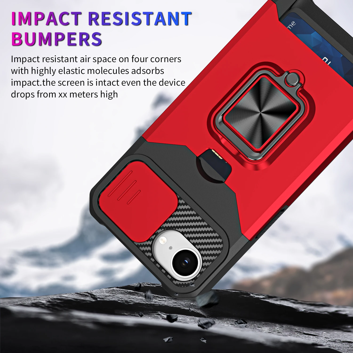 PC Anti Drop Cover Magnetic 360 °   วงเล็บเลื่อนสําหรับiPhone 16 15 14 13 12 11ProMax Plus 12 13 Miniพร้อมช่องใส่การ์ดที่ซ่อนอยู่