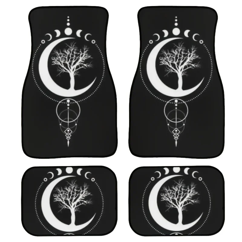 

[Moon And Tree Of Life Car Mats] 4pcs Moon And Tree Of Life Pattern Car Floor Mats Set | All-Season Protection For Cars, Vans, A