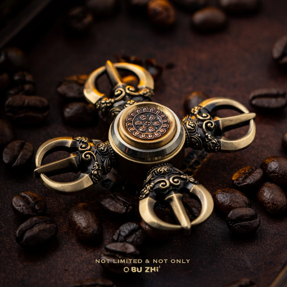 BUZHI EDC Fidget Spinner Brass Copper Cupronicked Multi-blade Fidget Spinner Anxiety Relief Gadgets Office Desk Accessories