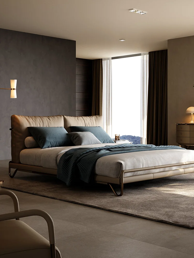 Modern large master bedroom light luxury bed