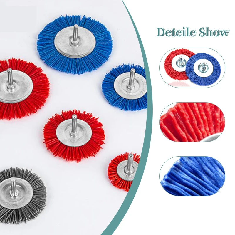 80/120/180/240 Flat Abrasive Wheel Brush For Drill Rotary Tool Remove Rust/Corrosion/Paint Nylon Abrasive Brush Grit 1/4