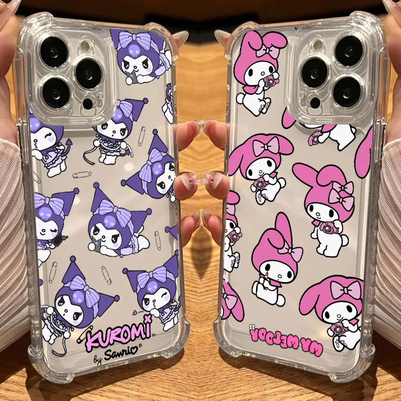

Cartoon Kuromi Phone Case Clear For iPhone 17 16 14 15 11 12 13 Pro Max 16E 15 16 Plus 17 Air Soft Shockproof Silicone Cover