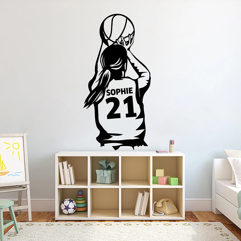 Basketball Girl Wall Decal Kindergarten Wall Decal Basketball Wall Art Decal Children's Room Home Personalized Gift  G-174