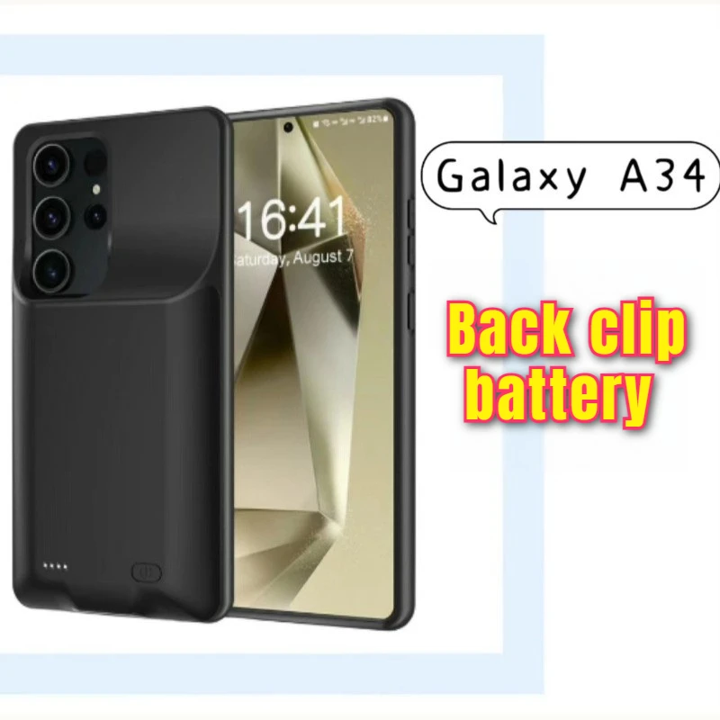 6000mAh高品質バッククリップバッテリー パワーバンク Samsung Galaxy A34用 バッテリーパワーケース パワーバンク
