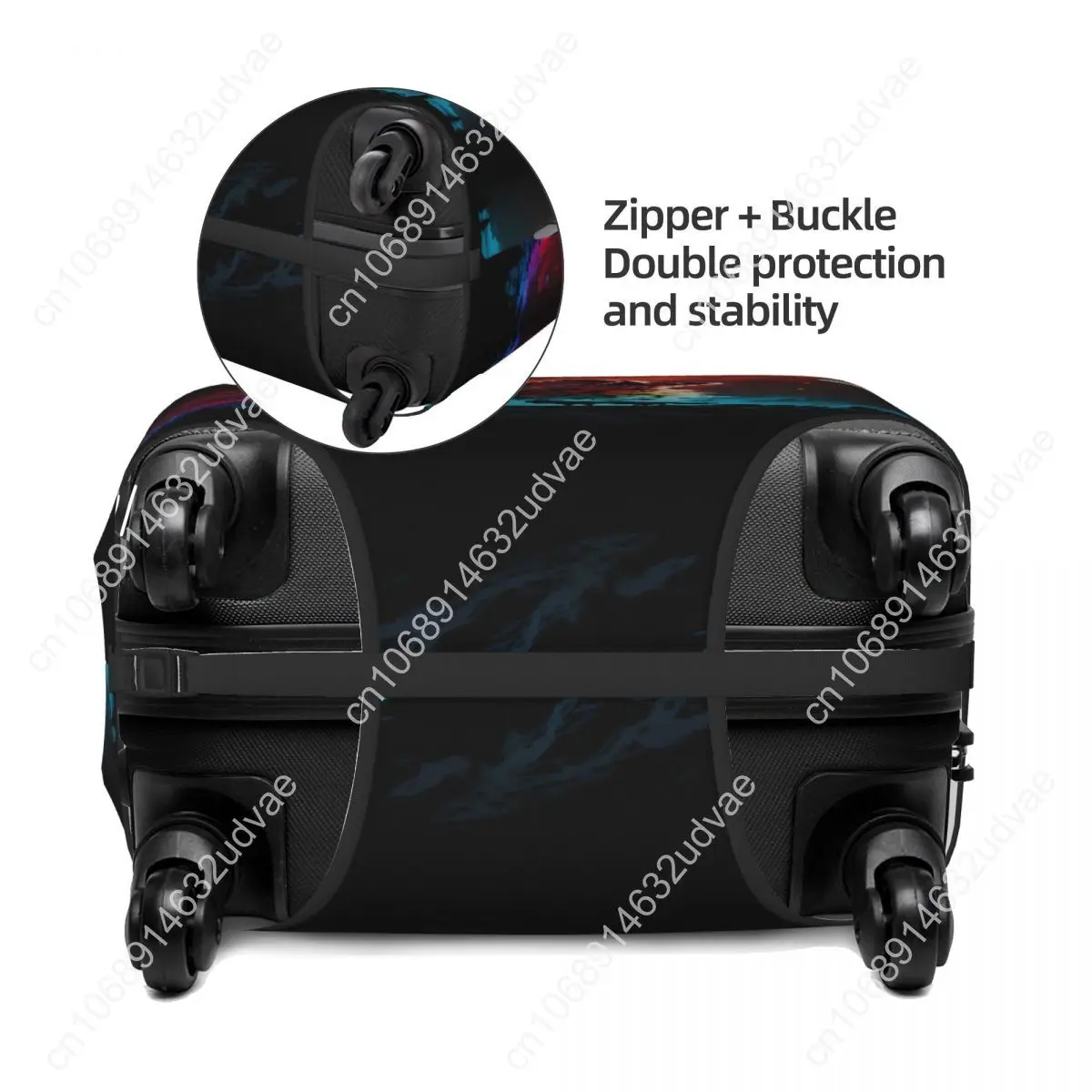 Ghost Wolf Suitcase Cover Washable Custom Travel Luggage Covers for 18-32 Inch